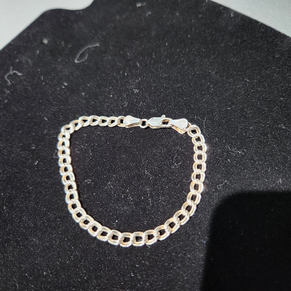 Sterling Silver 6.5 inch Double Cable Chain Link Bracelet